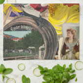 Linge De Cuisine Collage Femmes et Vin (Plié)