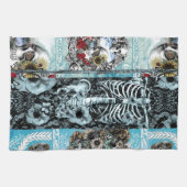 Linge De Cuisine Collage fleuri de crâne (Horizontal)