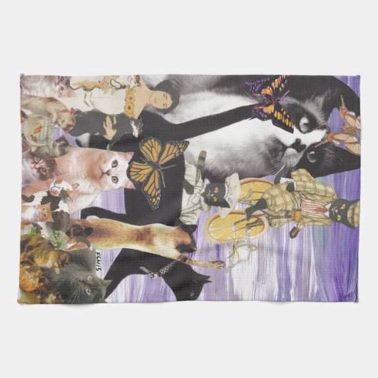 Linge De Cuisine Collage mignon 4 de chat (Horizontal)