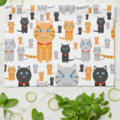 Linge De Cuisine Collage mignon d'amusement des chats oranges, (Plié)