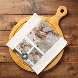 Linge De Cuisine Collage moderne Cadeau photo de famille personnali
