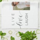 Linge De Cuisine Collage moderne Couple Photo & Live Love Laugh Cad (Plié)