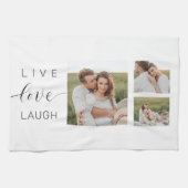 Linge De Cuisine Collage moderne Couple Photo & Live Love Laugh Cad (Horizontal)