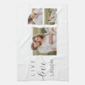 Linge De Cuisine Collage moderne Couple Photo & Live Love Laugh Cad (Vertical)