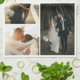 Linge De Cuisine Collage photo de 4 anniversaires de couple de mari