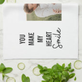 Linge De Cuisine Collage photo en couple et belle citation romantiq (Plié)