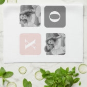 Linge De Cuisine Collage photo en couple & Pastel rose & gris XOXO (Plié)