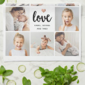 Linge De Cuisine Collage photo simple et chic | Amour avec coeur (Plié)