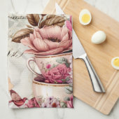 Linge De Cuisine Collage vintage aquarelle (Quart Plié)