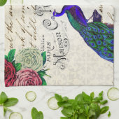 Linge De Cuisine Collage vintage de paon (Plié)