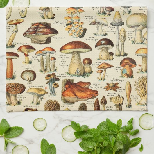 Linge De Cuisine Collection de champignons  (Plié)