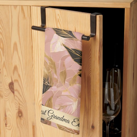 Linge De Cuisine Collection de Feuilles Boho Populaire en or rose (Pliage en tiers)