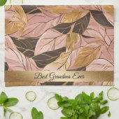 Linge De Cuisine Collection de Feuilles de Boho Rouge Rose Populair (Plié)