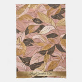 Linge De Cuisine Collection de Feuilles de Boho Rouge Rose Populair (Vertical)