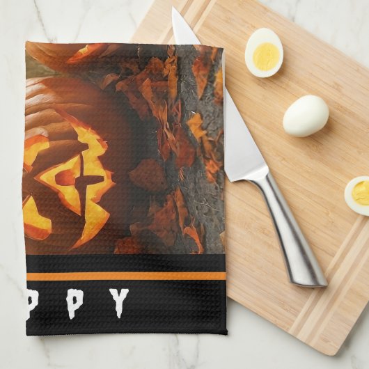 Linge De Cuisine Collection famille Citrouille éffrayante (Quart Plié)