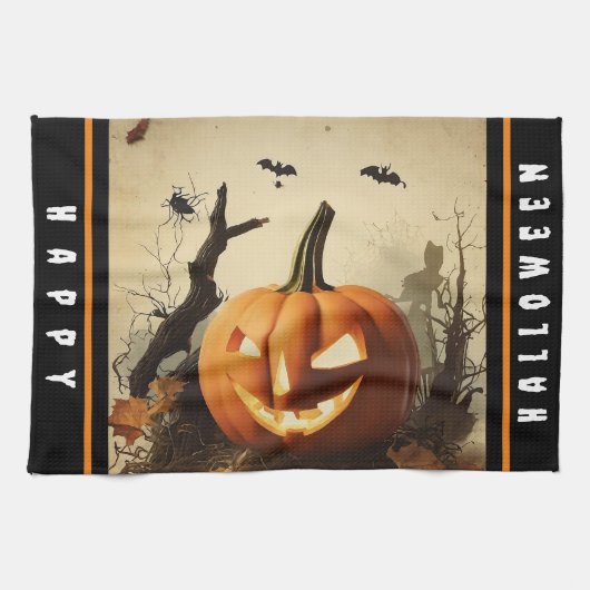 Linge De Cuisine Collection Halloween Citrouille éffrayant (Horizontal)