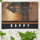 Linge De Cuisine Collection Halloween Citrouille Maison éffrayante (Plié)