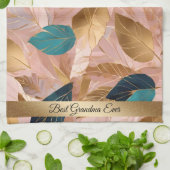 Linge De Cuisine Collection moderne de Feuilles Boho en or rose vif (Plié)