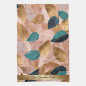 Linge De Cuisine Collection moderne de Feuilles Boho en or rose vif (Vertical)