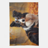 Linge De Cuisine Collie frontalier à l'automne Feuilles automne Ins (Vertical)