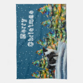 Linge De Cuisine Collie frontalier en hiver Forêt de neige Arbre de (Vertical)