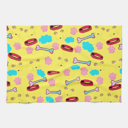 Linge De Cuisine Collier de chien mignon et design os (Horizontal)
