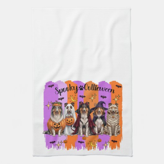 Linge De Cuisine Collies d'Halloween (Vertical)