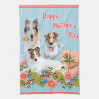 Linge De Cuisine Collies et fleurs pour la fête des mères