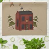 Linge De Cuisine Colonial rouge primitif dans la neige (Plié)