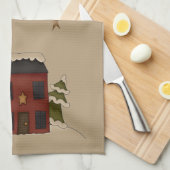 Linge De Cuisine Colonial rouge primitif dans la neige (Quart Plié)