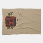 Linge De Cuisine Colonial rouge primitif dans la neige (Horizontal)