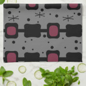 Linge De Cuisine Colonnes Moyenne Rétro - Boîtes Maroon (Plié)