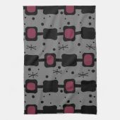 Linge De Cuisine Colonnes Moyenne Rétro - Boîtes Maroon (Vertical)