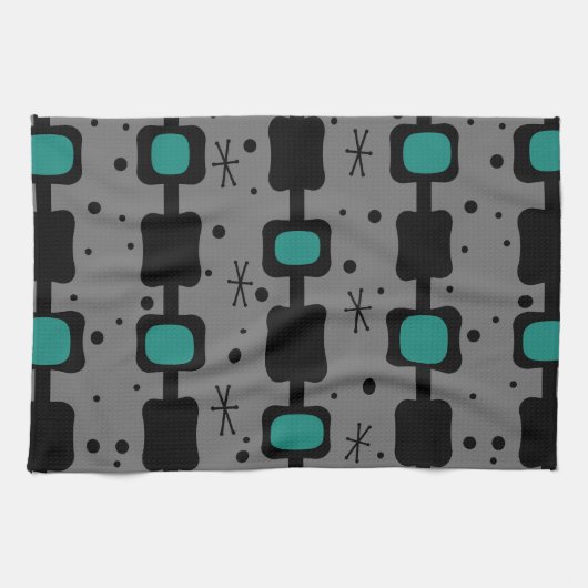 Linge De Cuisine Colonnes Moyenne Rétro Boîtes Turquoises (Horizontal)