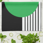 Linge De Cuisine Colorbloc noir blanc et cercle vert (Plié)