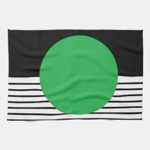 Linge De Cuisine Colorbloc noir blanc et cercle vert