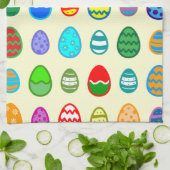 Linge De Cuisine Coloré et beau motif d'oeufs de Pâques (Plié)