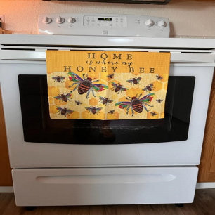 Linge De Cuisine Colorful Bumble Bee Honey Bee 1/2 Fold