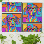 Linge De Cuisine Colorful Dachshund Pop Art Kitchen Towel (Plié)