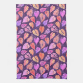 Linge De Cuisine Colorful Fall Leaves On Purple Pattern (Vertical)