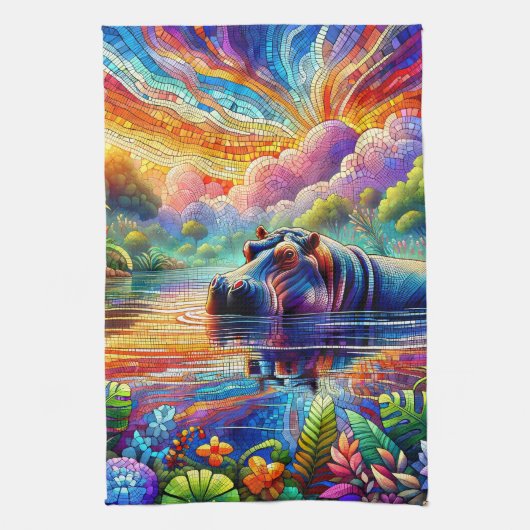 Linge De Cuisine Colorful Hippo  (Vertical)