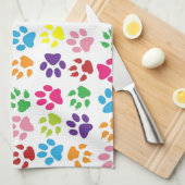 Linge De Cuisine Colorful Paw Prints Pattern (Quart Plié)