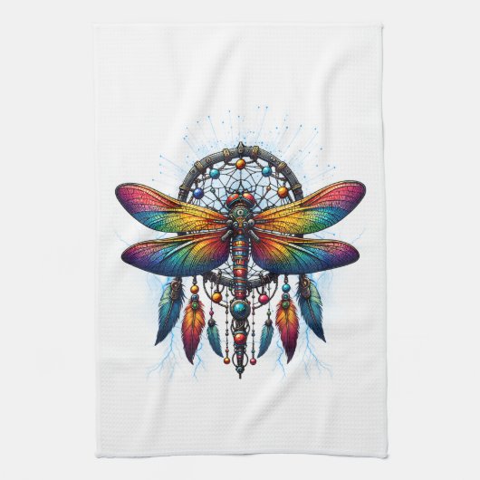 Linge De Cuisine Colorful Psychedelic Dragonfly Dreamcatcher Boho (Vertical)