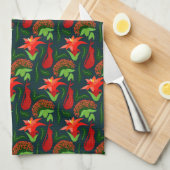 Linge De Cuisine Colourful Exotic Flowers Leaves Pattern-23187 (Quart Plié)