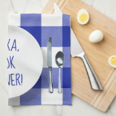 Linge De Cuisine Commande Alexa humour sur carreaux de bison (Quart Plié)