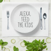 Linge De Cuisine Commande Alexa Humour sur fond blanc (Plié)