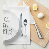 Linge De Cuisine Commande Alexa Humour sur fond blanc (Quart Plié)