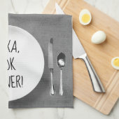 Linge De Cuisine Commande Alexa humour sur gris (Quart Plié)