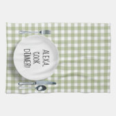 Linge De Cuisine Commande Alexa sur En vichy vert (Horizontal)