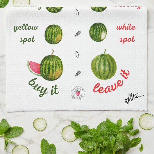 Linge De Cuisine Comment choisir une pastèque mûre - Carte aquarell (Plié)